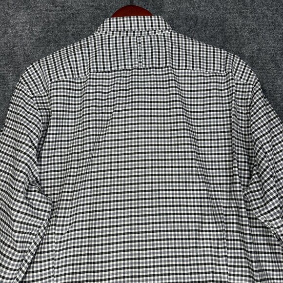 Banana Republic Oxford Shirt Mens XL Tailored Slim Fit Gray Black Check Cotton - Picture 9 of 9